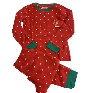 Jammies For Your Families 2-Piece Pajama Set XS (6/6X)  Girls Red Polka Dot Poly